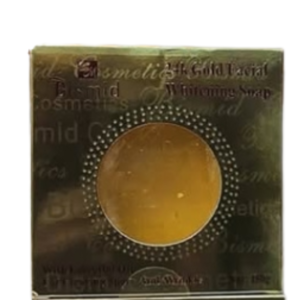 Bismid 24K Gold Face Soap gently cleansing bar designed for brightening and radiance, suitable for all skin types, displayed for skincare ecommerce by Bismid Cosmetics Abuja, Your Trusted Skincare Authority.