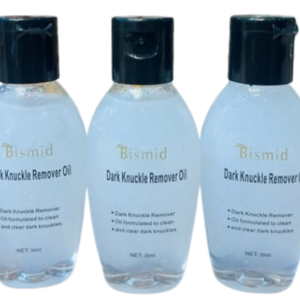 Bismid Dark Knuckles Remover Oil bottle displayed for hyperpigmentation treatment, designed to brighten dark knuckles and restore even skin tone for Nigerian skin