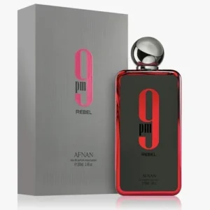 Close-up product image of Afnan 9PM Eau de Parfum luxury men’s fragrance bottle, featuring a sleek black-to-gold gradient design with a metallic cap, presented on a clean background for an elegant ecommerce display.