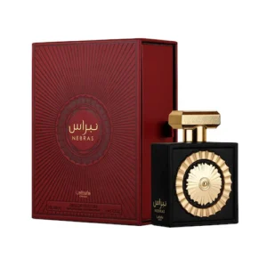 Lattafa Nebras Perfume bottle showcasing a luxurious sweet gourmand fragrance with elegant packaging, ideal for long-lasting wear and premium scent lovers