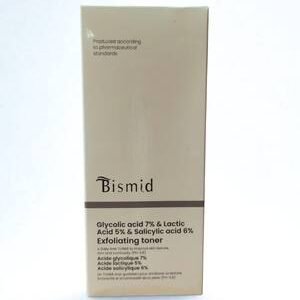 Product image of Bismid Glycolic Acid Exfoliating Toner featuring an exfoliating facial toner formulated with glycolic acid and lactic acid to help brighten skin, smooth rough texture, fade dark spots, and improve uneven skin tone.