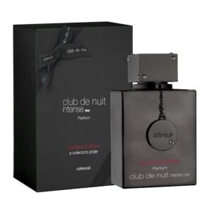 Armaf Club De Nuit Intense Man Limited Edition luxury men’s perfume bottle with sleek black design, representing a bold, long-lasting masculine fragrance with citrus, smoky, and woody notes.